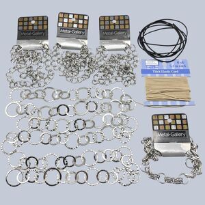 Lot Jewelry Making Chains Silver Tone Metal Elastic Cord Variety Necklace Craft
